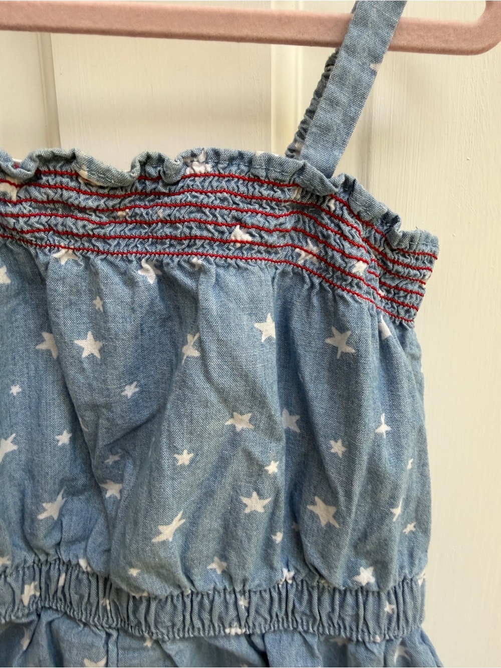 Way to Celebrate Patriotic 4T Girls Red White Blue Denim Star Tank Top Romper - Picture 2 of 6